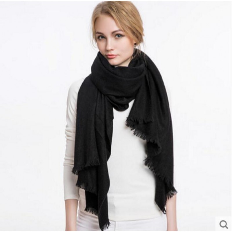 Pure Cashmere Scarves Black Women Fashional Winter Scarf